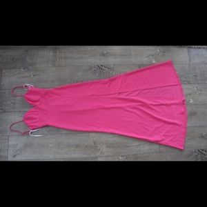 Pink Maxi Prom Dress with slit on side